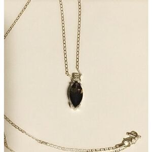 Beautiful 5.5 Carat Marquise Smokey Topaz Pendant Necklace~925 SS